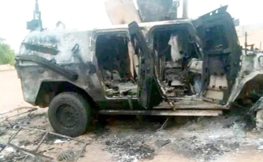 A Military Truck Burnt During A Boko Haram Attack In Marte In Borno State