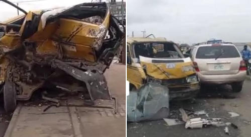 Driver D!Es As Car Rams Into Bus At Mile 2