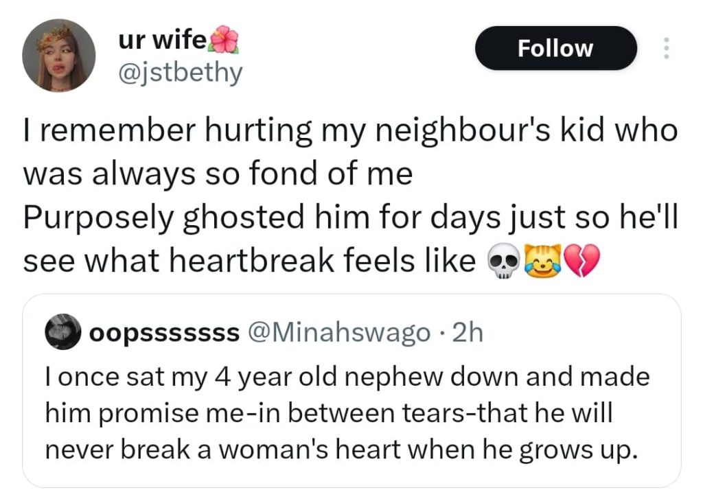 Lady Makes Her 4-Year-Old Nephew Promise Never To Break A Woman’s Heart, Sparks Hilarious Reactions