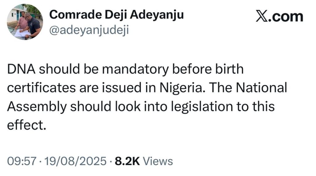 Dna Should Be Mandatory Before Birth Certificates Are Issued In Nigeria