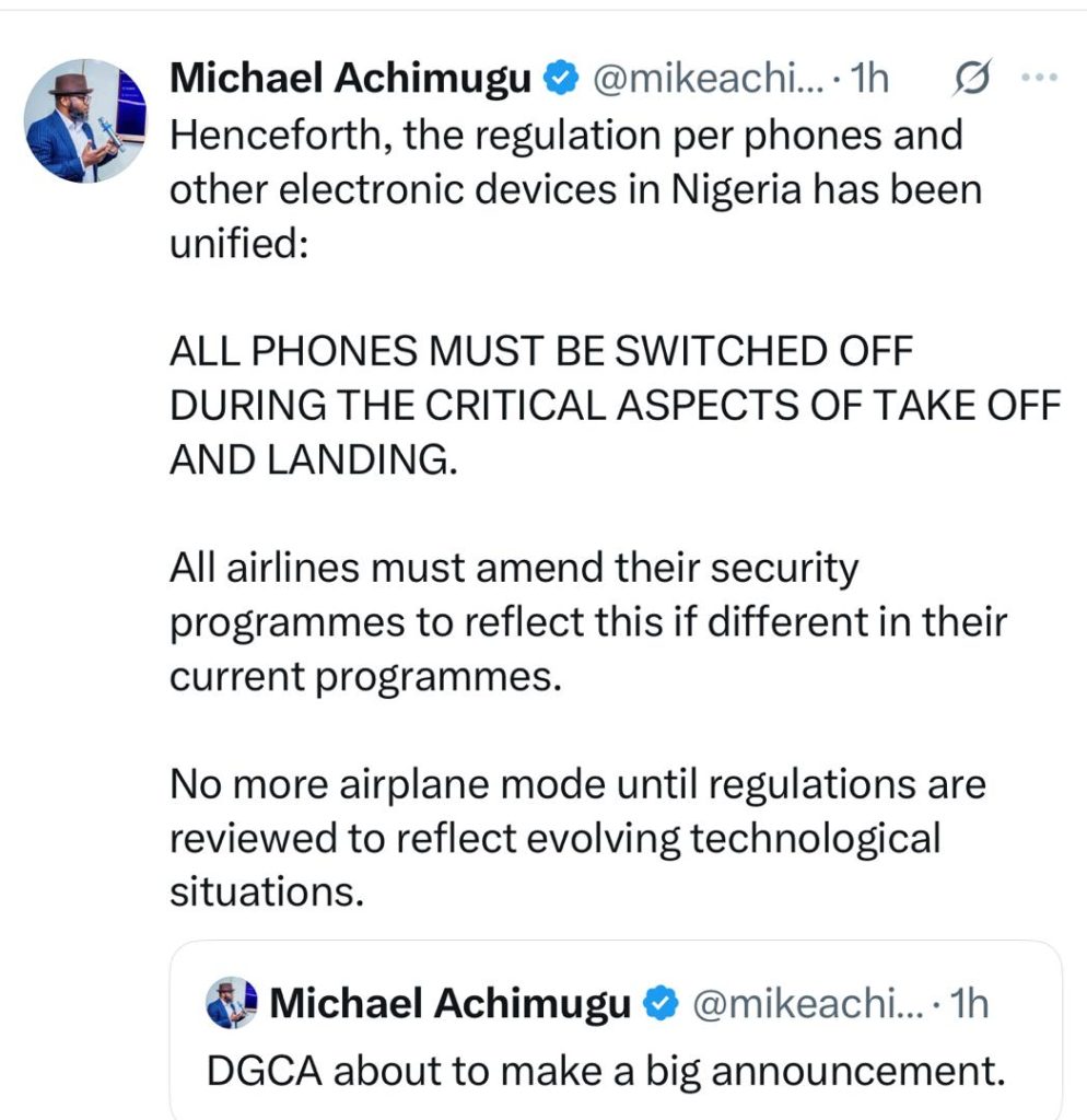 All Phones Must Be Switched Off During Flight Take-Off, Landing- Ncaa Rules