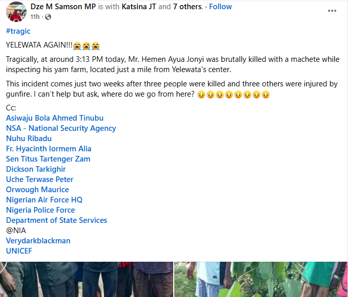 Benue: Suspected Herdsmen K!Ll Farmer In Fresh Attack On Yelewata Community
