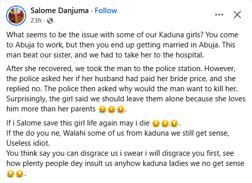May I D!E If I Save This Girl’S Life Again – Nigerian Woman Fumes After Domestic Abuse Victim She Rescued Told Police “She Loves Her Husband More Than Her Parents”