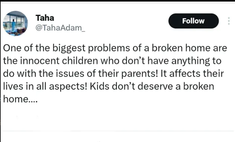 X User Stirs Up Conversation On How Children Suffers Most In Broken Homes