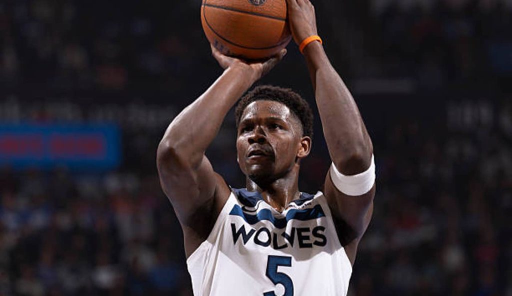 Oklahoma City Ok Anthony Edwards Of The Minnesota Timberwolves Shoots A Free Throw During The Oklahoma City Ok Anthony Edwards Of The Minnesota Timberwolves Shoots A Free Throw During The