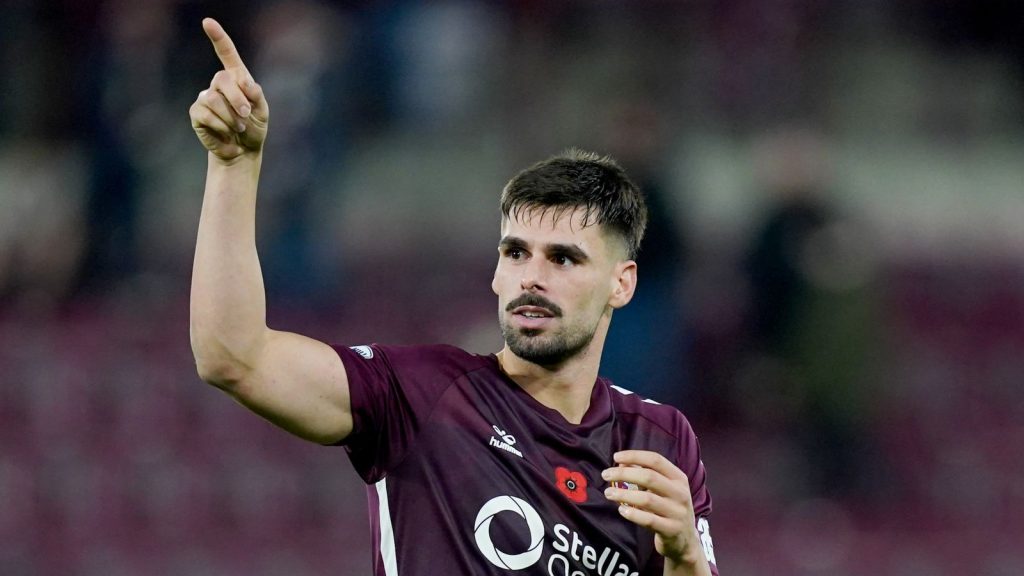 Skysports Kyziridis Hearts 7077308 Hearts Vs Dundee United: Luca Stephenson Header Earns Dundee United Draw At Leaders Hearts