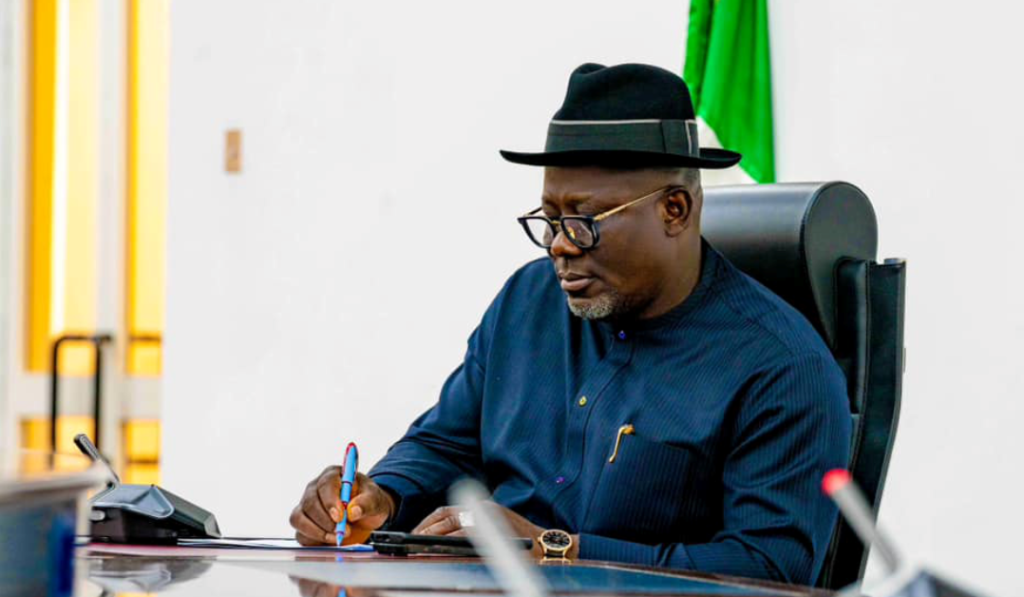 Governor Sheriff Oborevwori signing a document Photo Facebook Sherif Governor Sheriff Oborevwori signing a document Photo Facebook Sherif