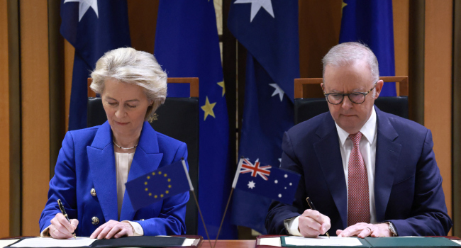 European Commission President Ursula Von Der Leyen L And Australian Prime Minister Anthony Albanes European Commission President Ursula Von Der Leyen L And Australian Prime Minister Anthony Albanes