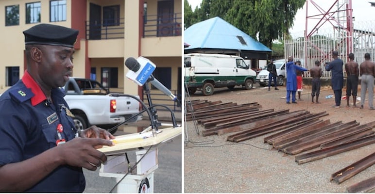 Nscdc Arrests Five Notorious Railway Vandals Recovers Cut Rails In Nasarawa Nscdc Arrests Five Notorious Railway Vandals Recovers Cut Rails In Nasarawa